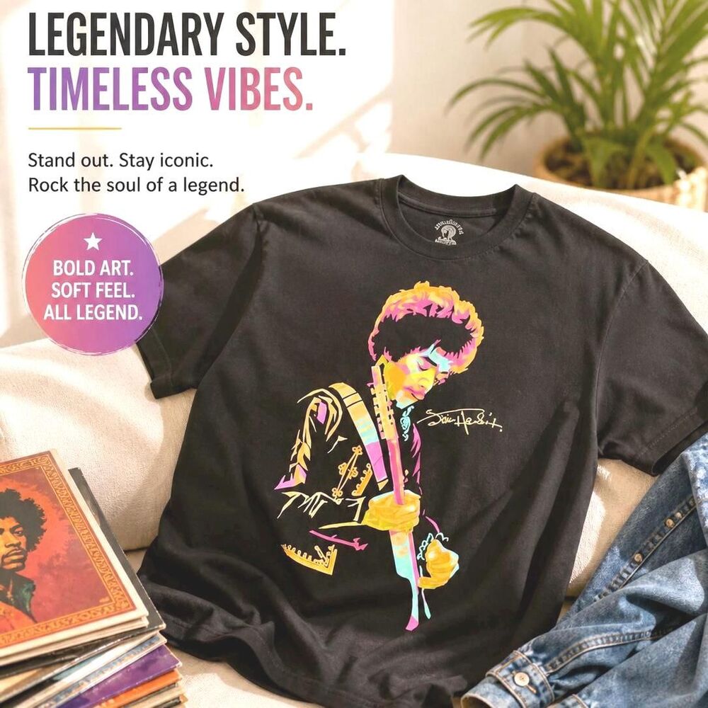 Jimi Hendrix T-Shirt Mens Large | Vintage Style Rock Band Tee | Guitar Music